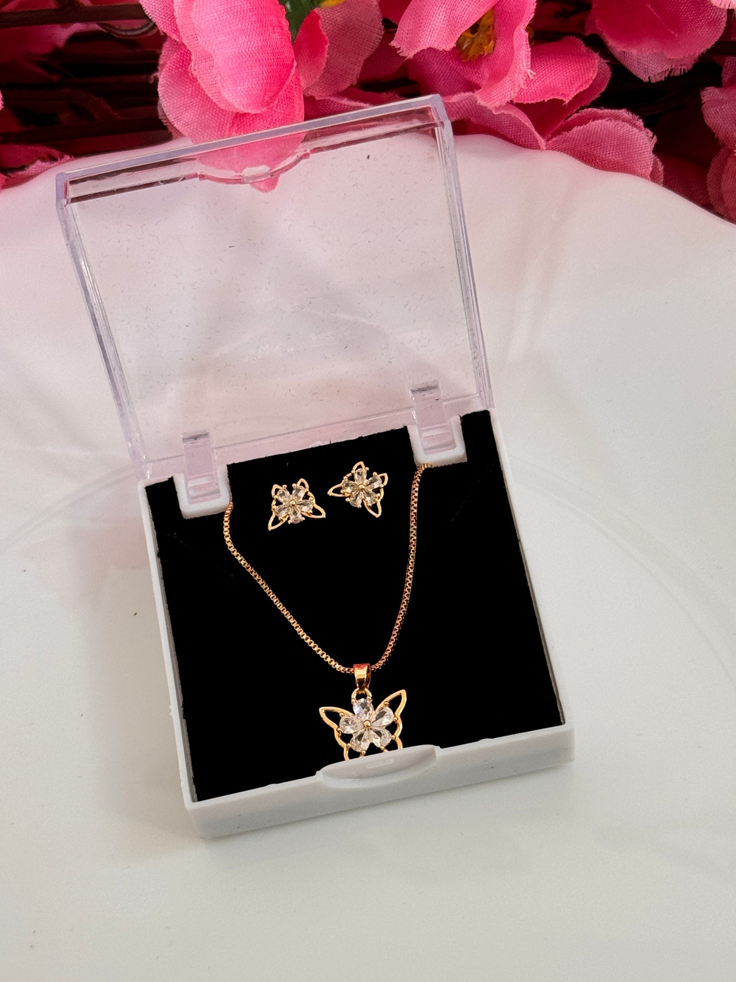 Gold Plated Butterfly Necklace & Earrings Set for Women | Elegant Anti-Tarnish Jewellery