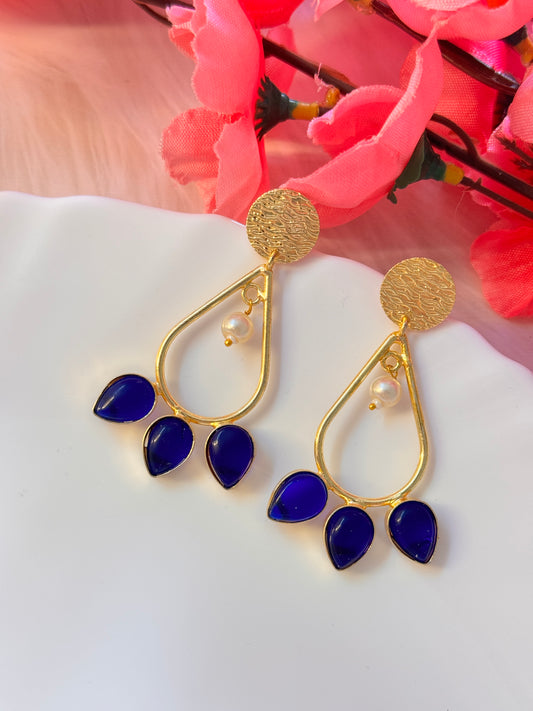 Golden Royal Blue Earrings