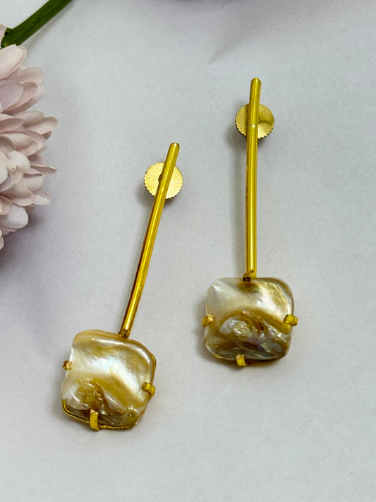 Mop gold Plated Brass Earrings