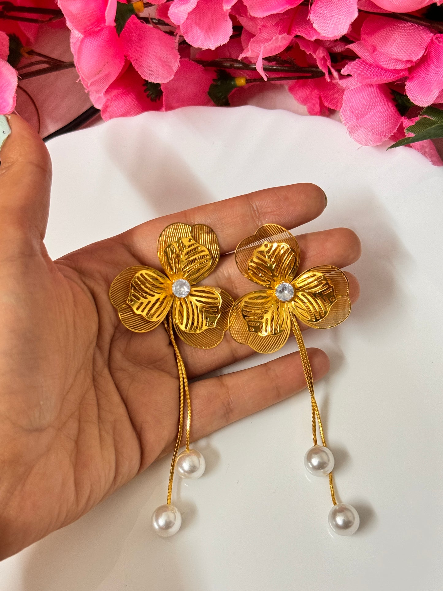 Flower Pearl Danglers