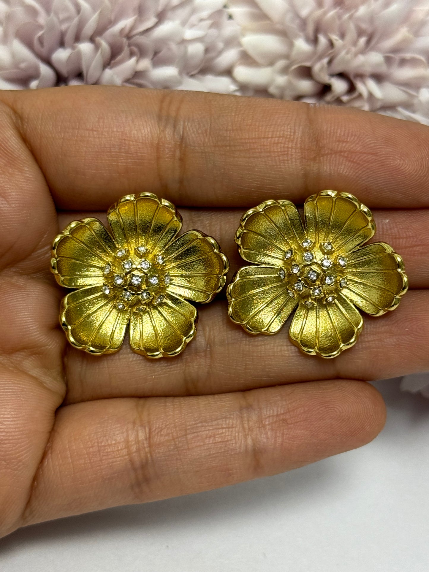 Gold Plated Hibiscus Earrings