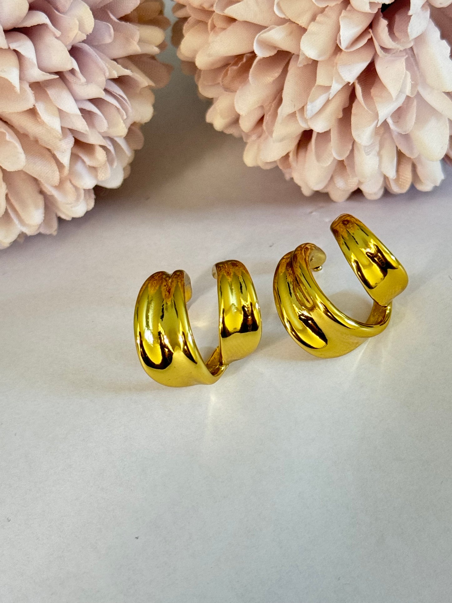 Golden Chunky Double layered Hoops