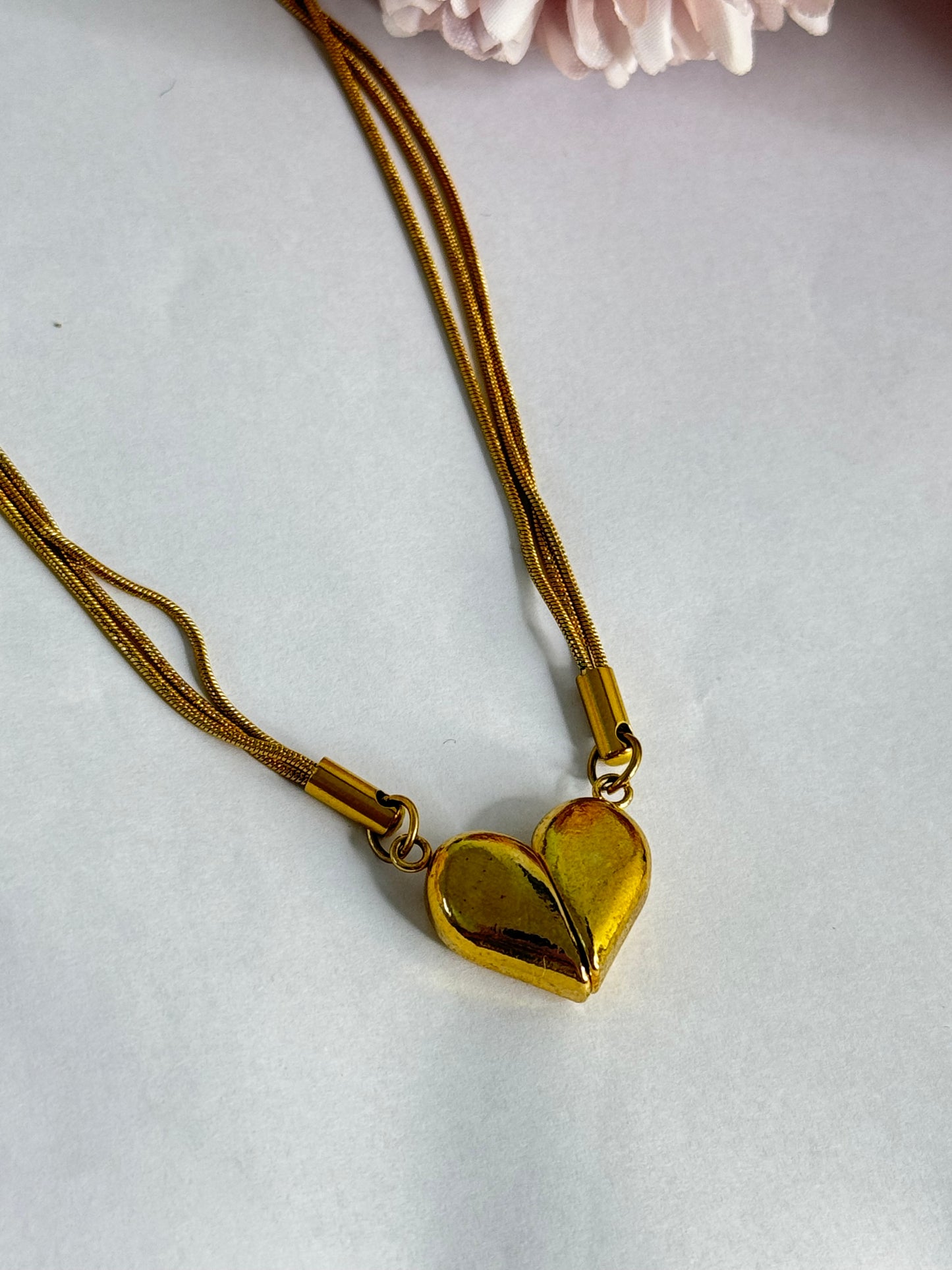 Anti tarnish Magnetic Triple chain Heart Necklace