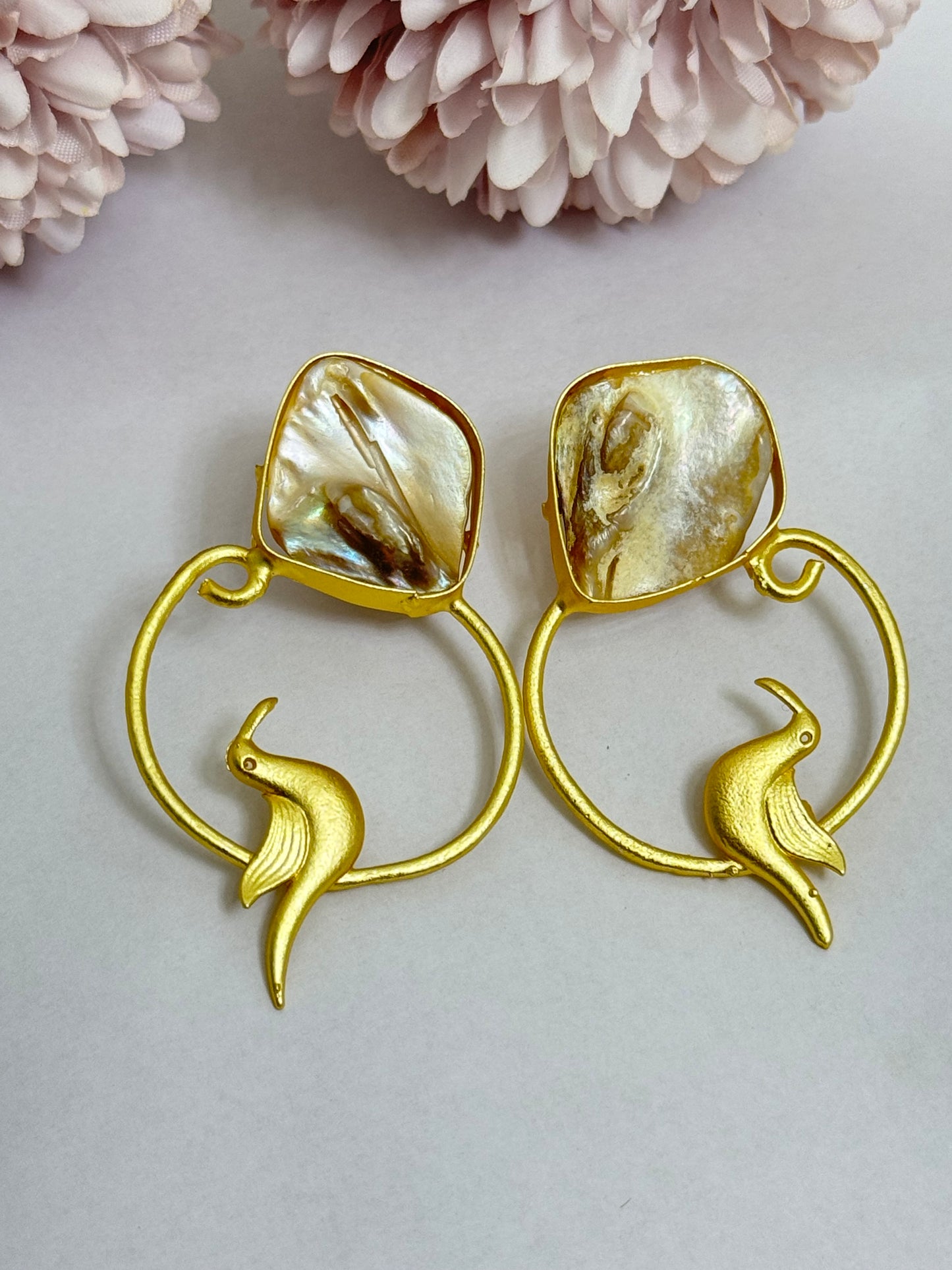 Golden Bird Brass Earrings