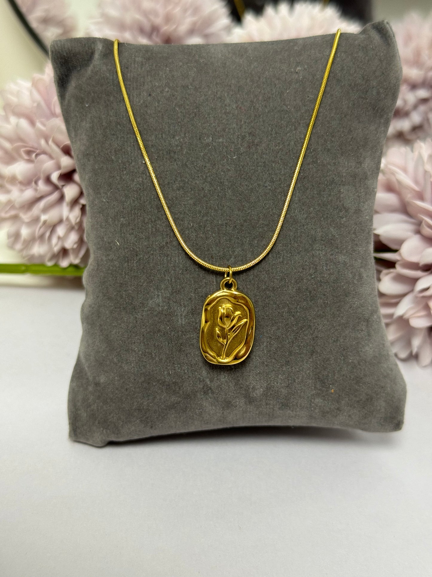 Golden Rose Pendant Necklace