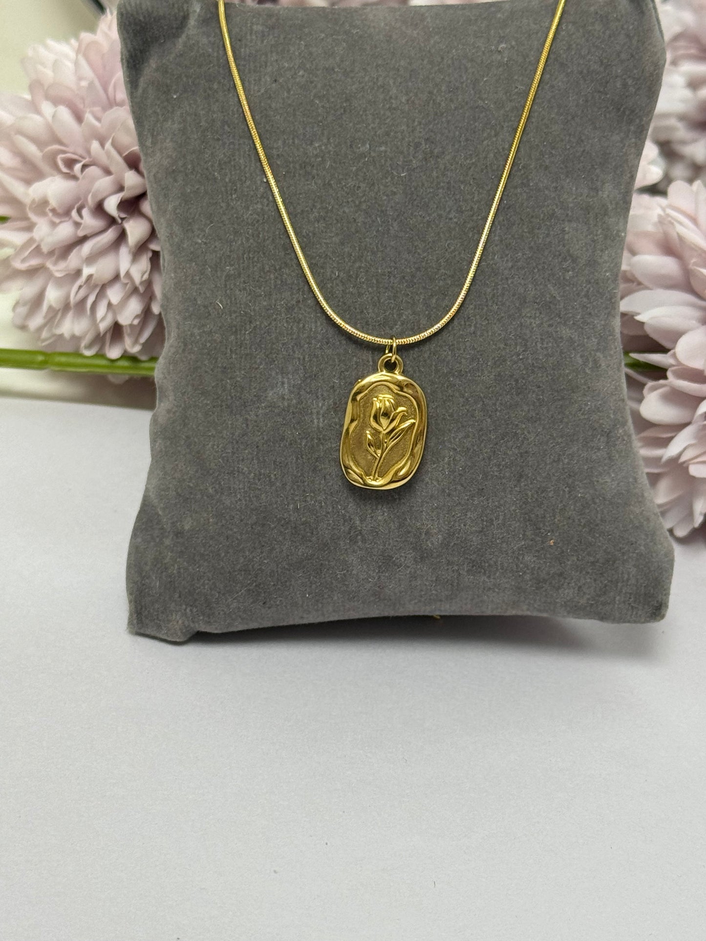 Golden Rose Pendant Necklace