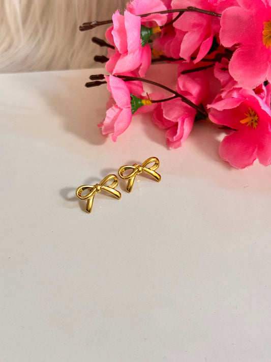 Anti - Tarnish Golden Bow Knot Studs