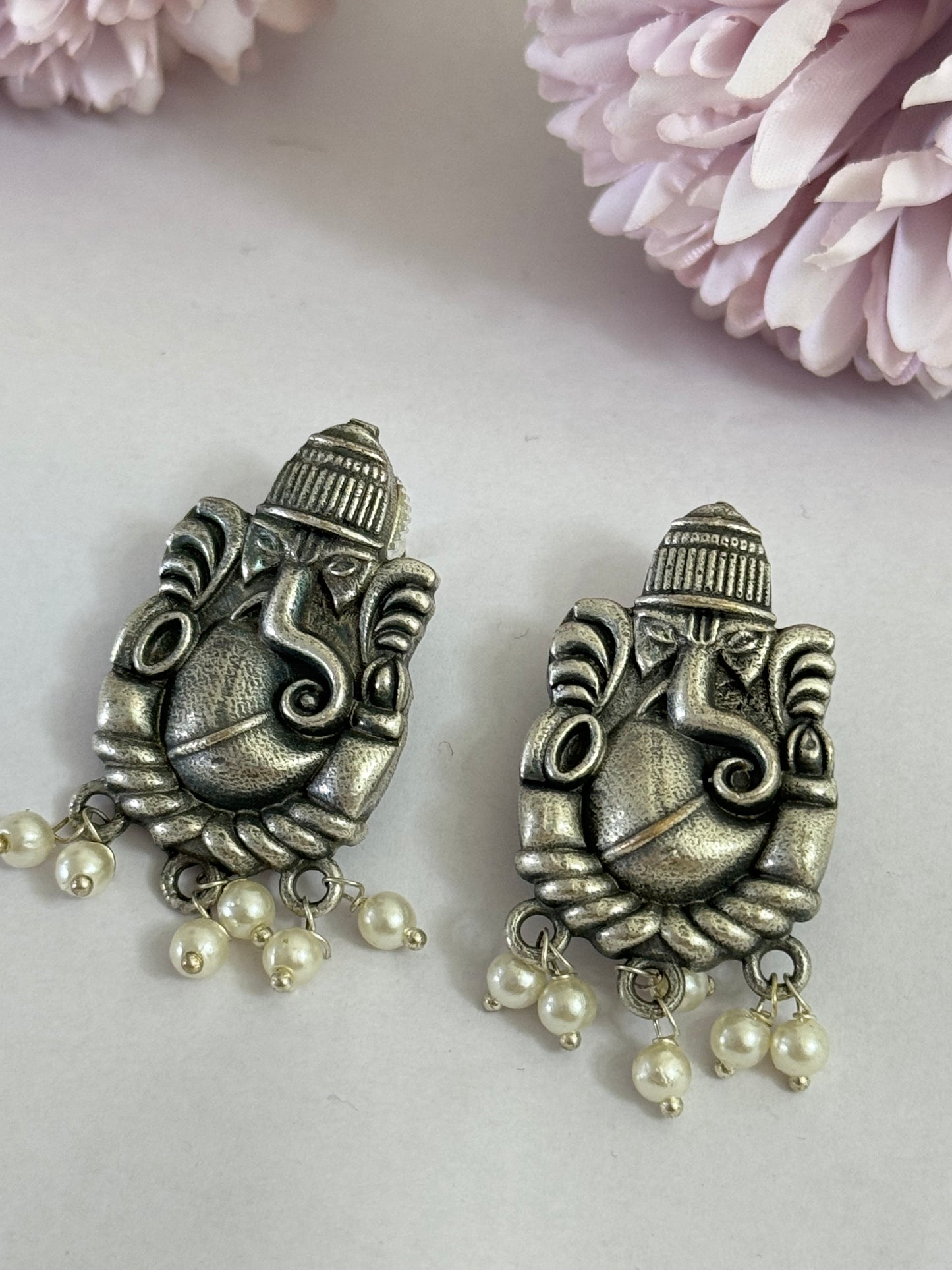 Silver Ganesha Earrings