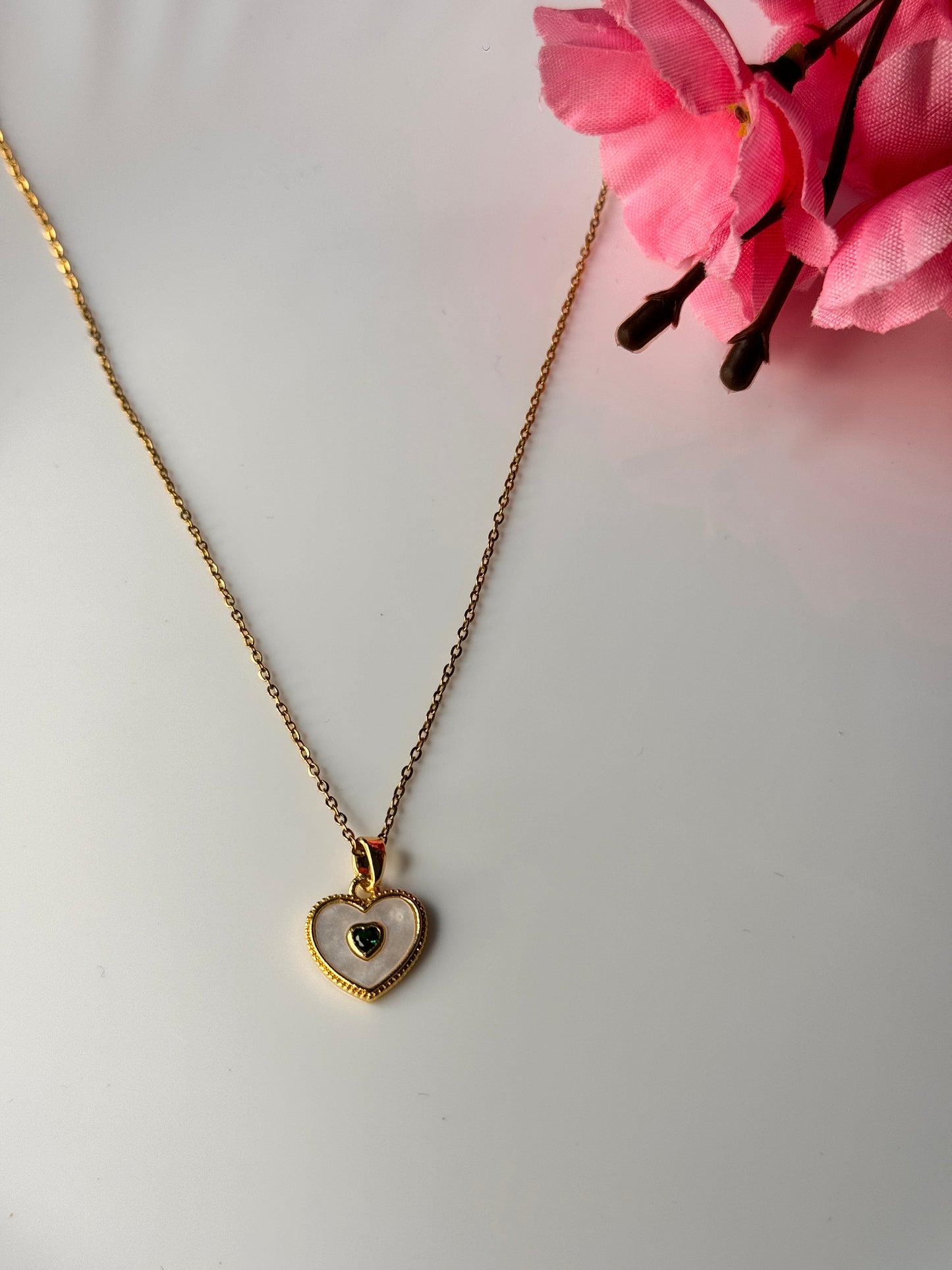 Mother of Pearl Heart Pendant Necklace | Elegant Gold-Plated Anti-Tarnish Jewellery for Women