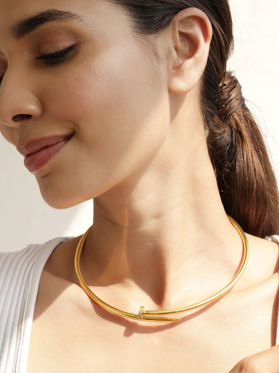 Gold Plated Nail Necklace