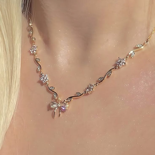 Crystal Bow Vine Necklace