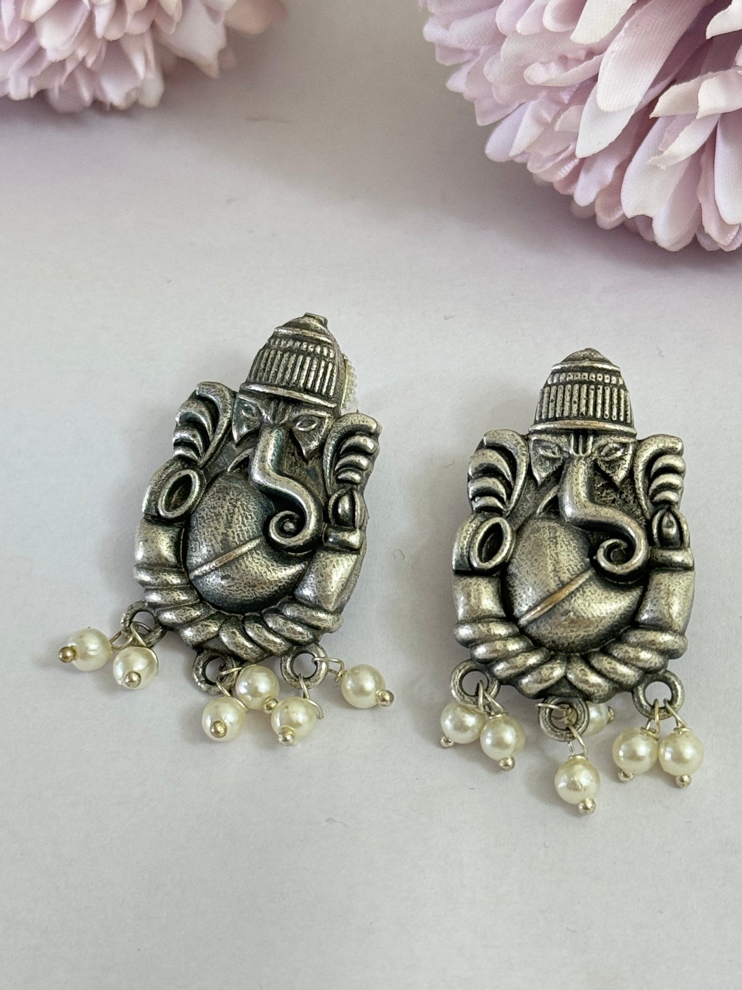 Silver Ganesha Earrings