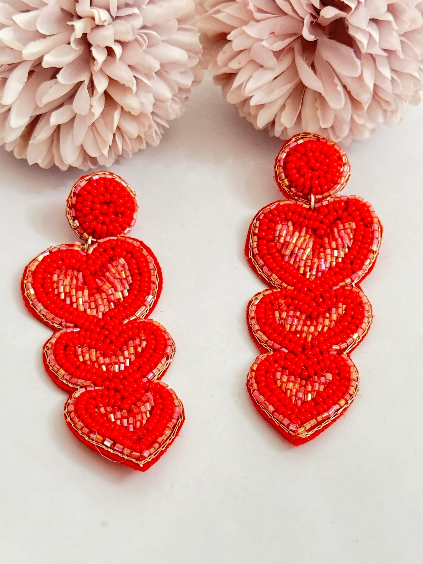 Triple Layer Beaded Hearts