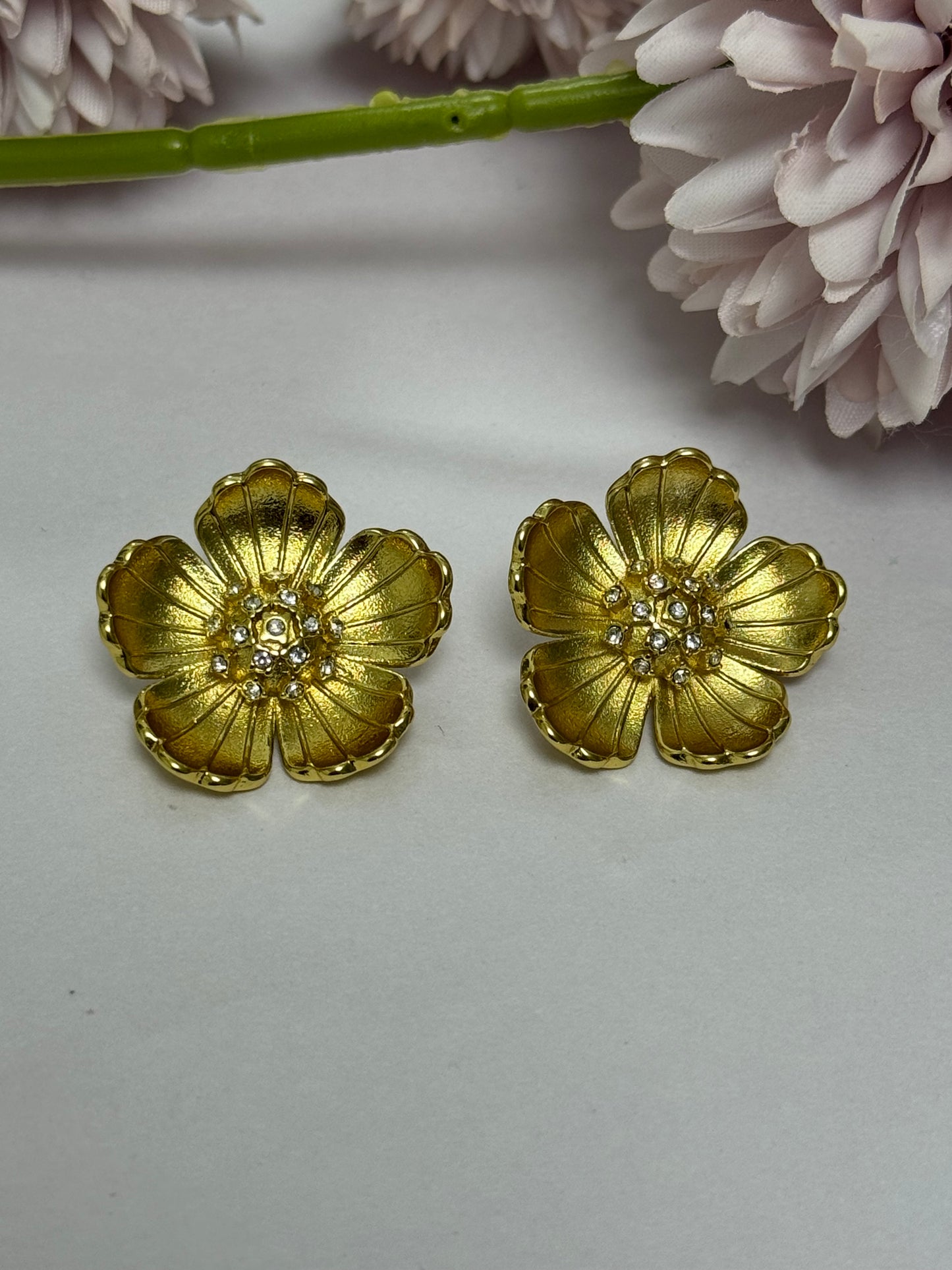 Gold Plated Hibiscus Earrings