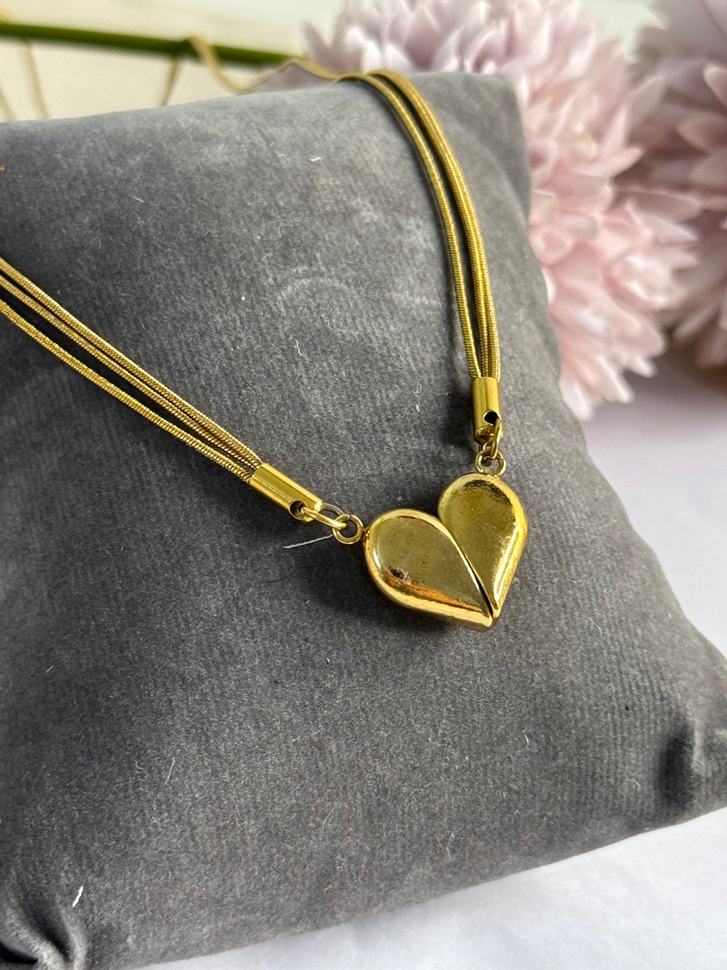 Anti tarnish Magnetic Triple chain Heart Necklace