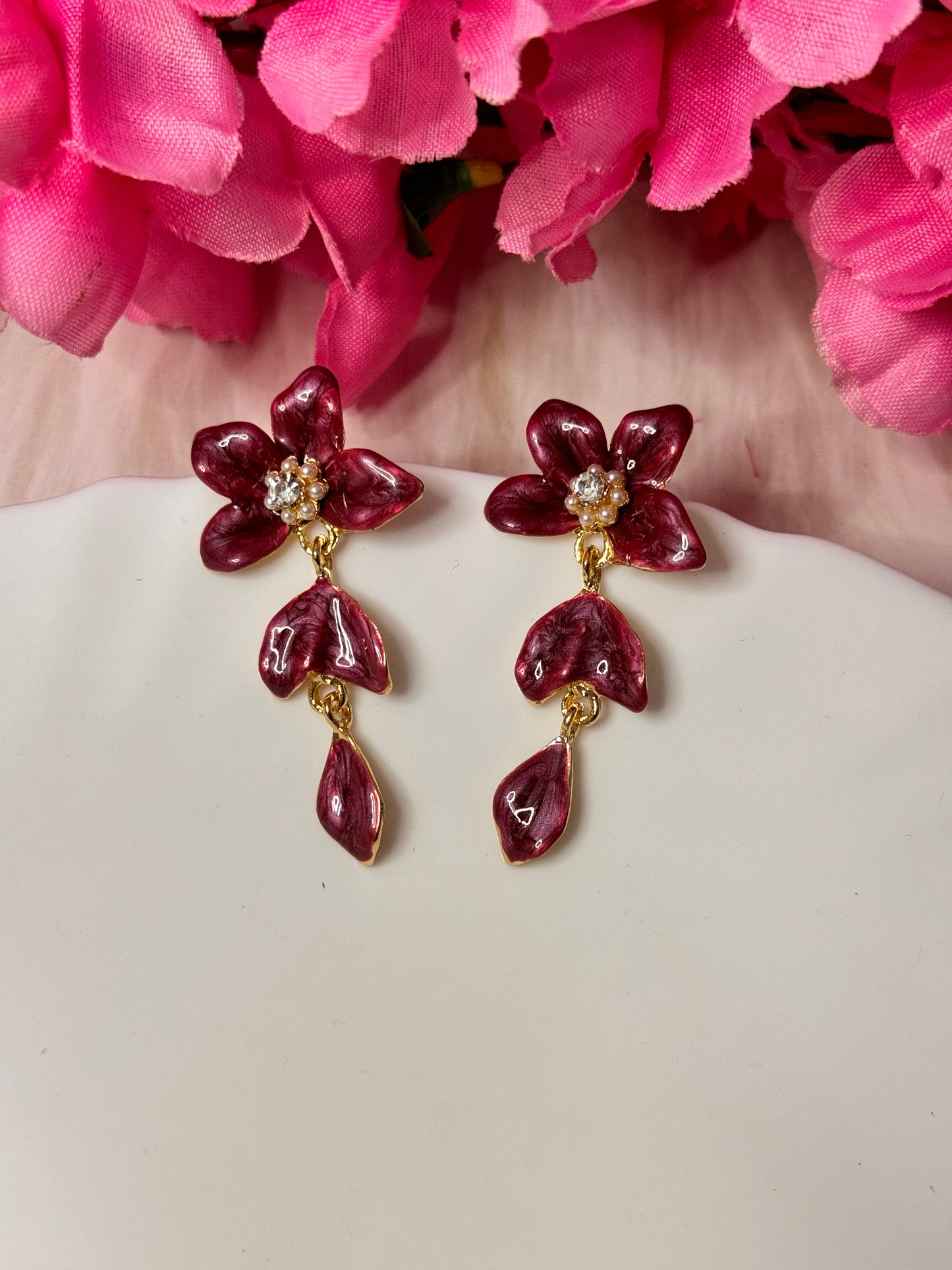 Semi Flower Droplets Earrings