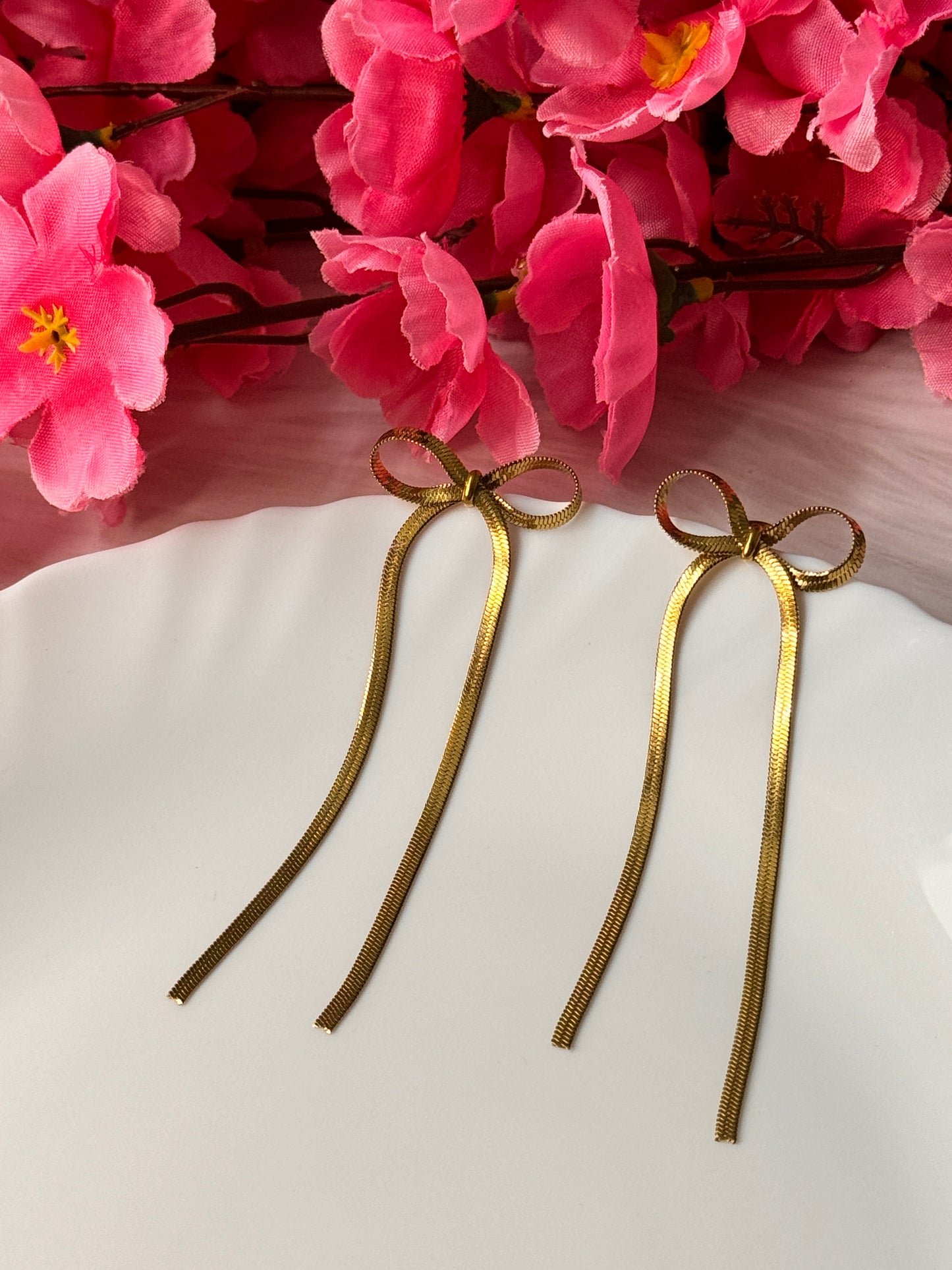 Korean Bow Statement Earrings