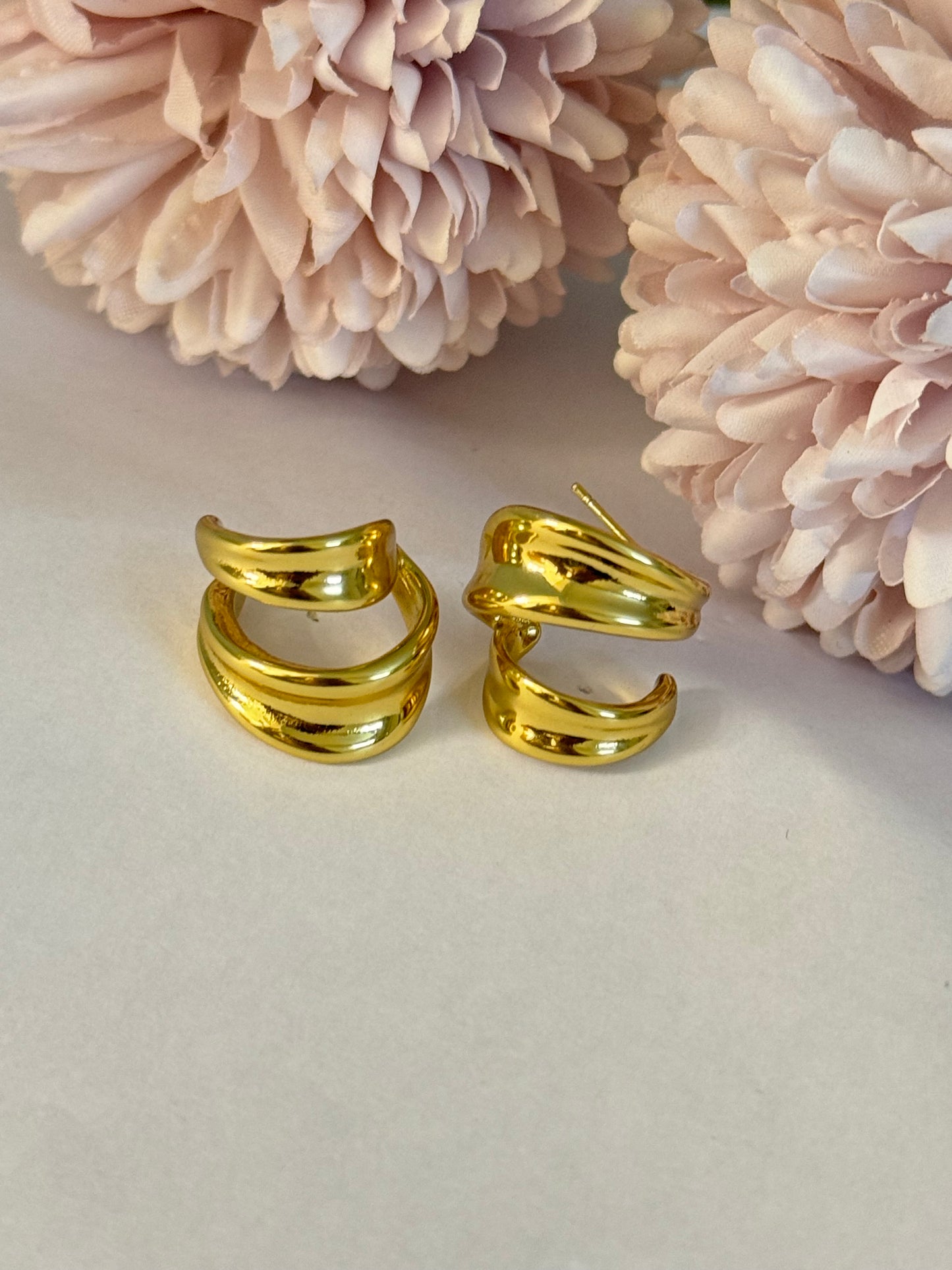 Golden Chunky Double layered Hoops