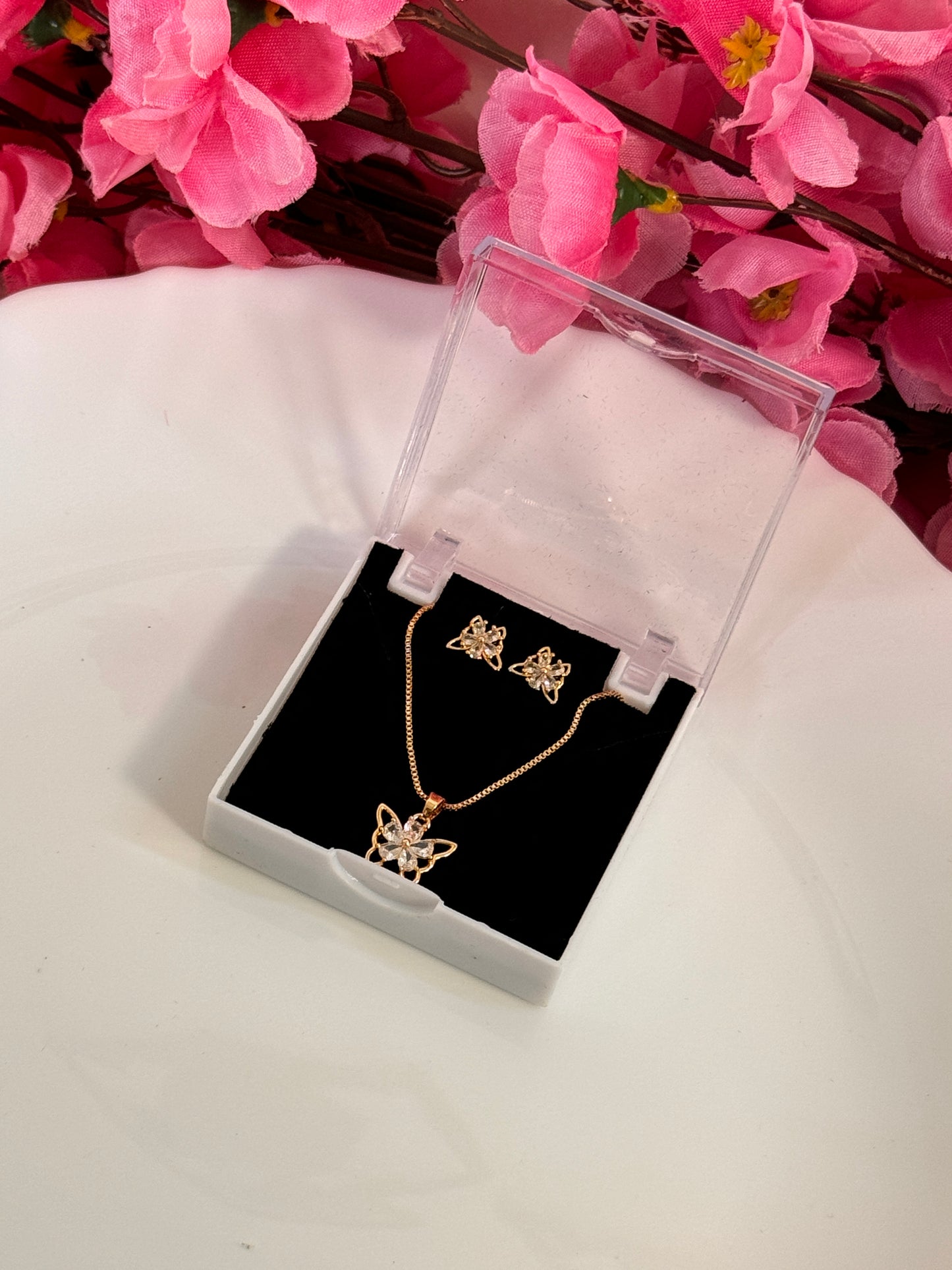 Gold Plated Butterfly Necklace & Earrings Set for Women | Elegant Anti-Tarnish Jewellery