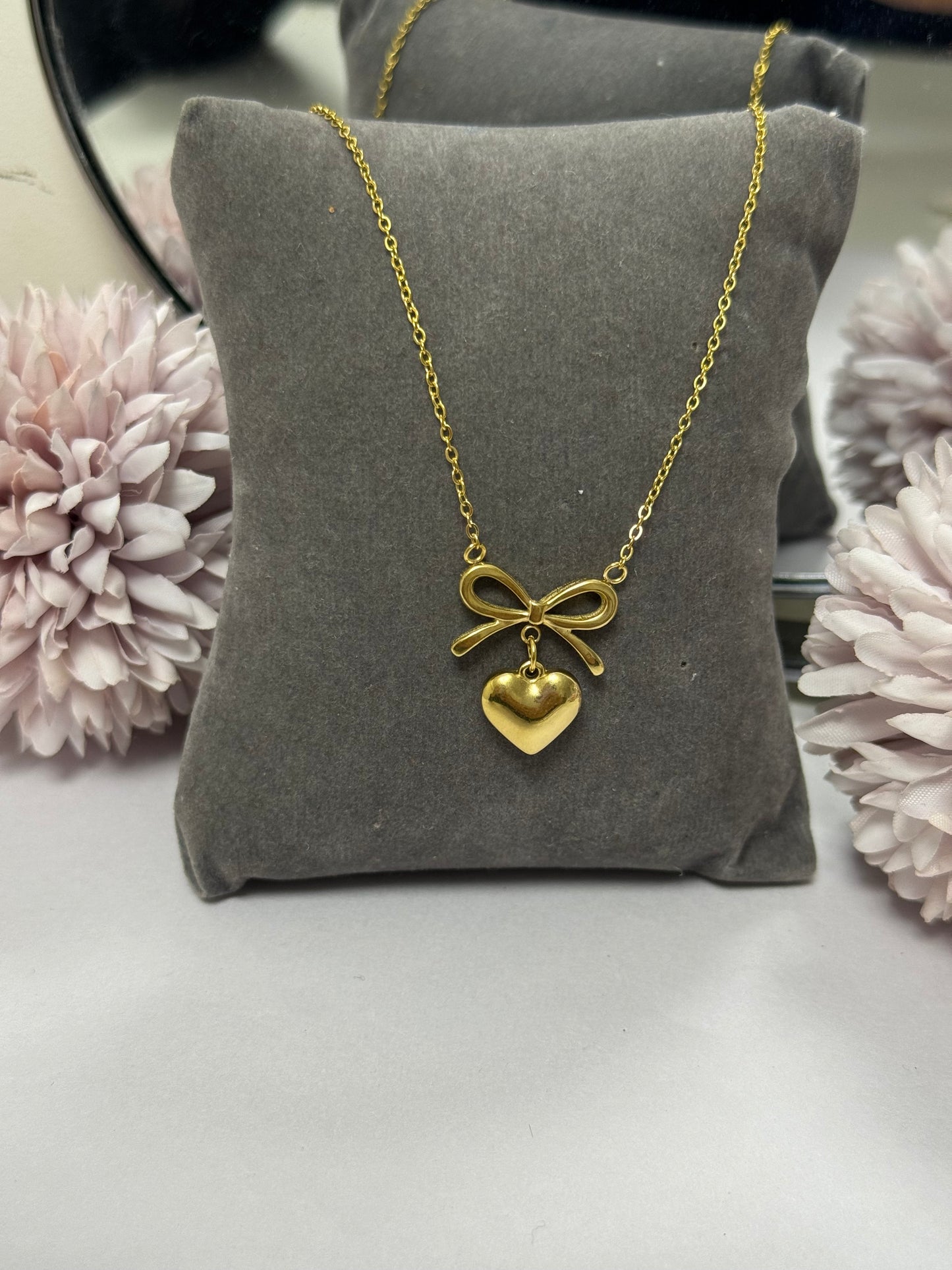 Bow Heart Necklace