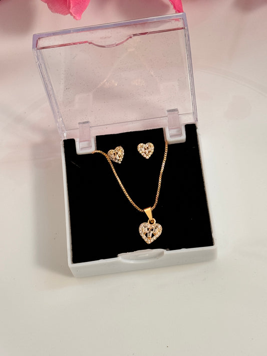 Heart Necklace & Earrings Combo