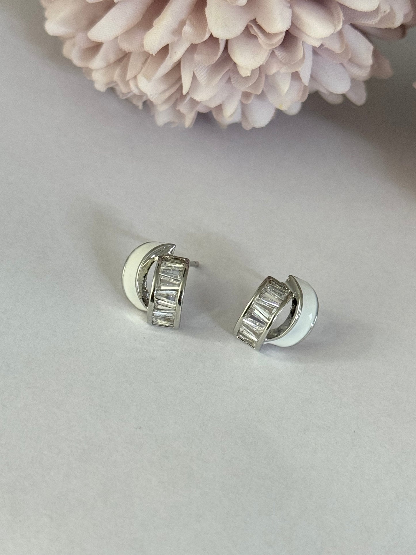 Silver Studs with Crystal