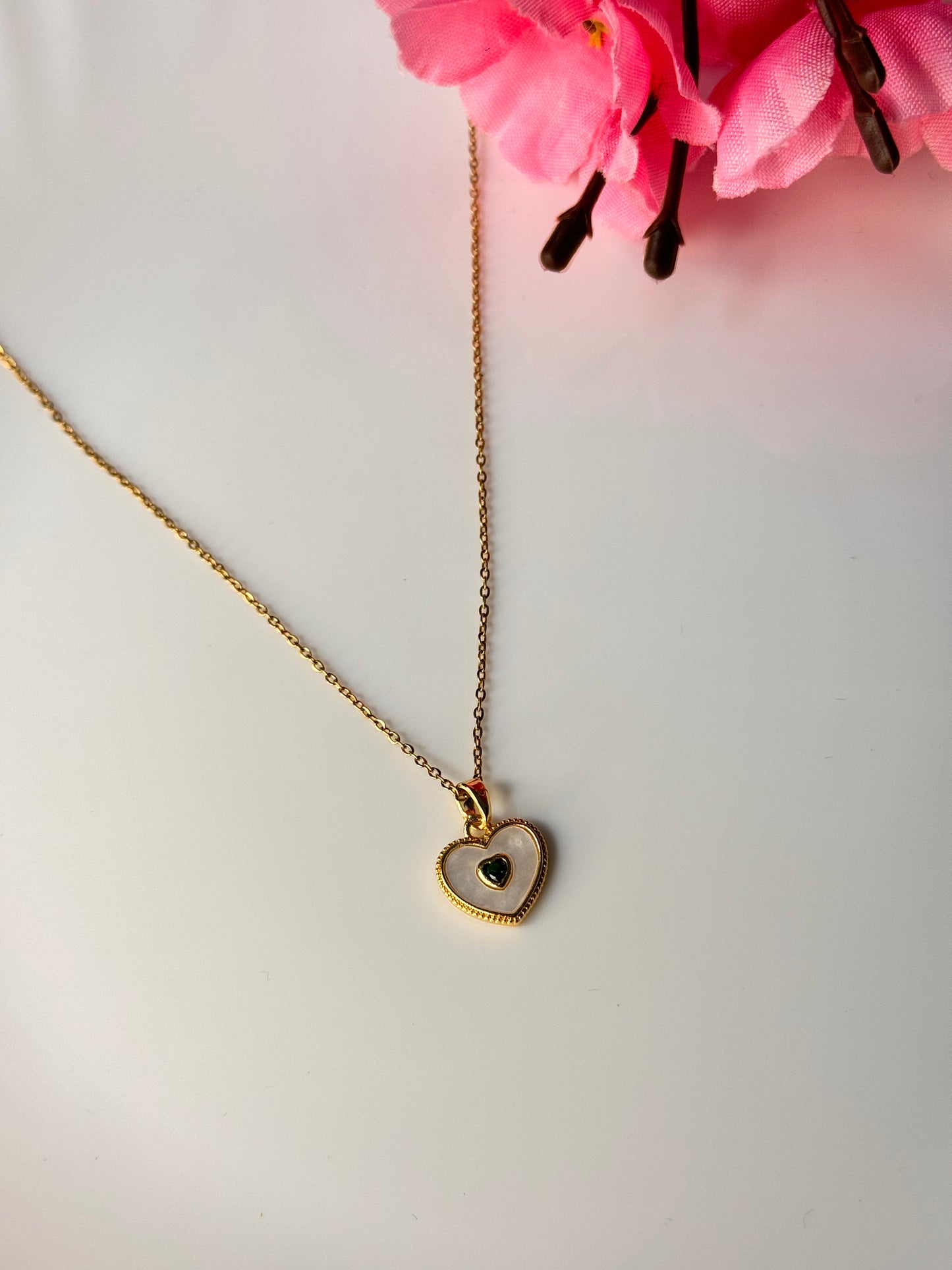 Mother of Pearl Heart Pendant Necklace | Elegant Gold-Plated Anti-Tarnish Jewellery for Women