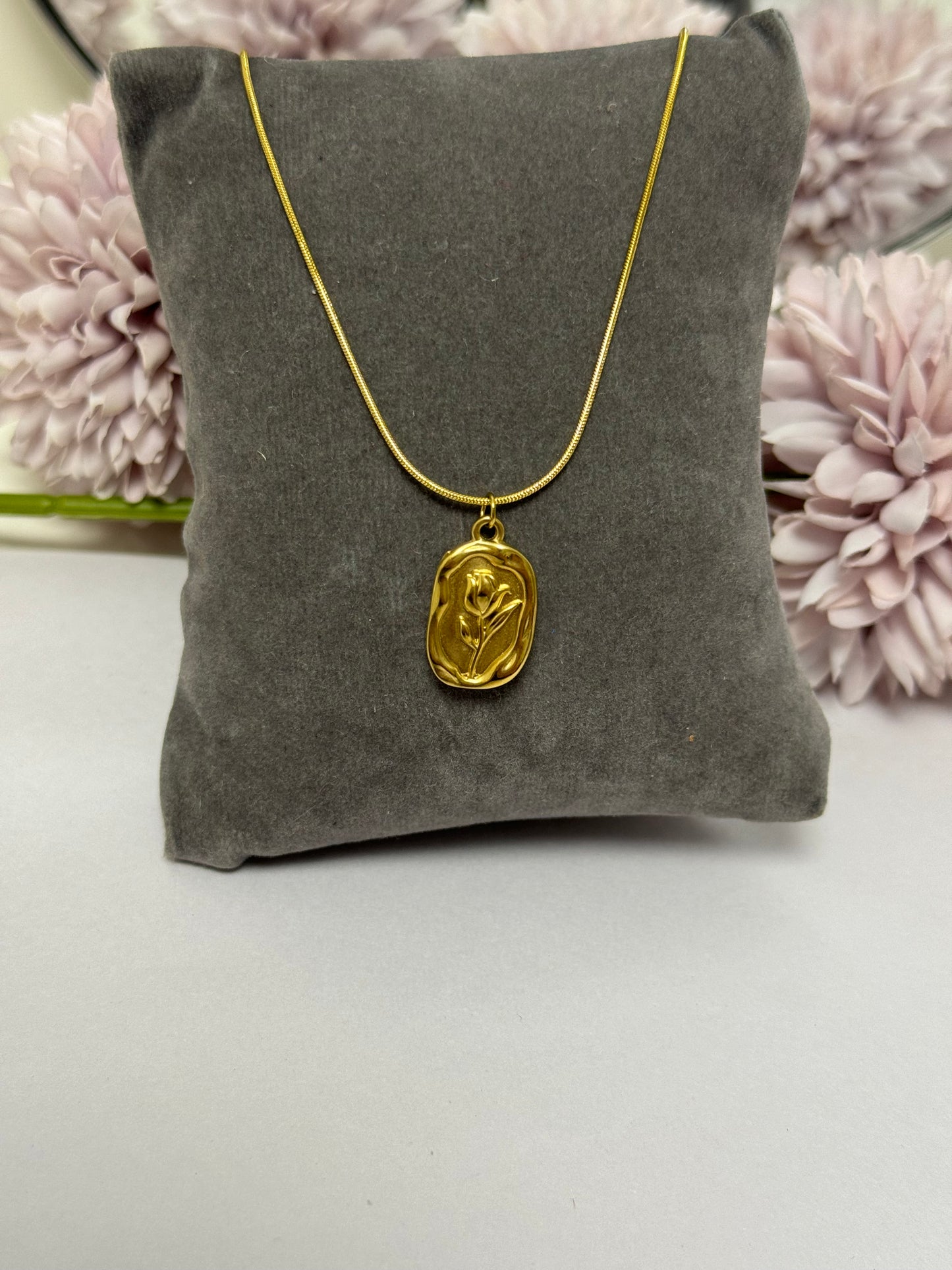 Golden Rose Pendant Necklace