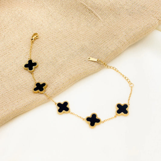 Black & White Clover Leaf Bracelet
