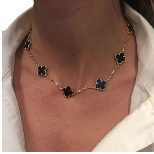 Elegant Black Clover Pendant Necklace | Anti-Tarnish Stainless Steel Fashion Jewellery for Women