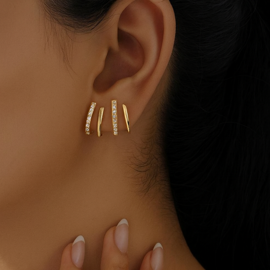 Korean Claw Stud Earrings – Minimalist Gold-Plated Statement Jewelry for Women