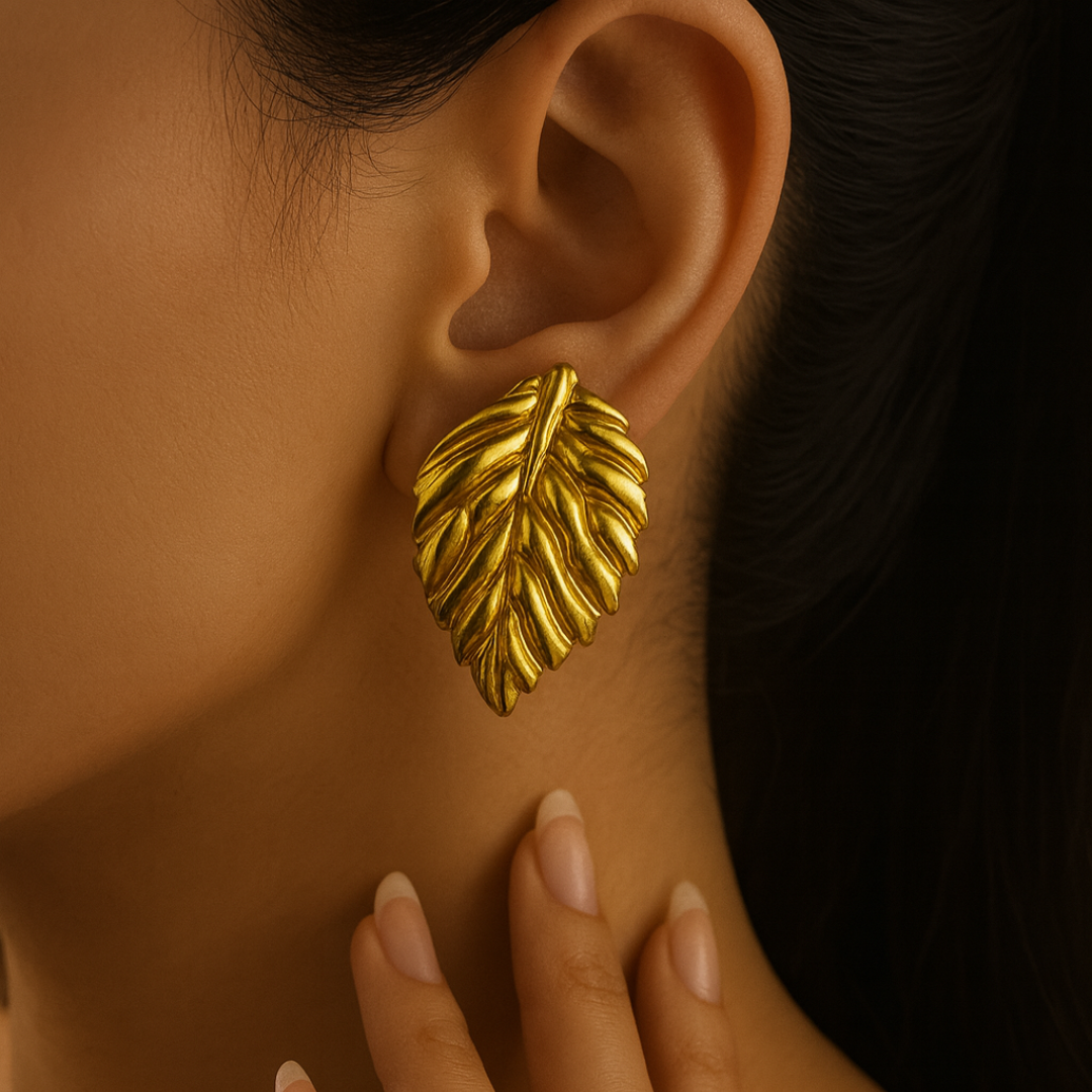 Elegant Gold Plated Leaf Earrings