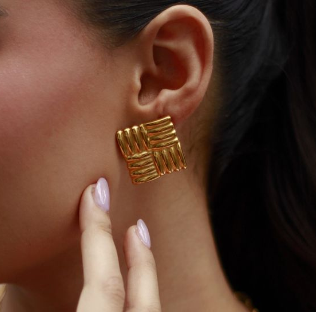 Bold Chunky Square Stud Earrings
