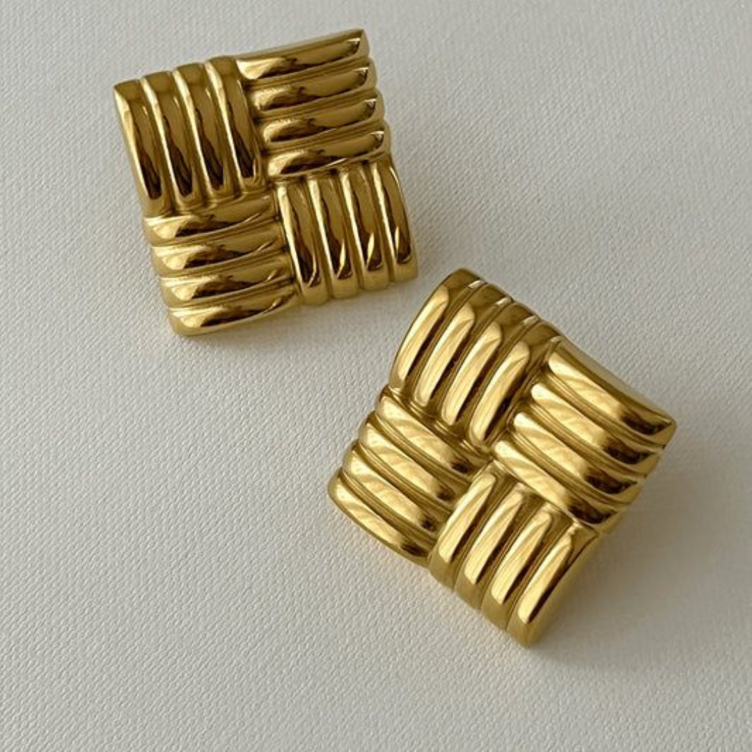 Bold Chunky Square Stud Earrings