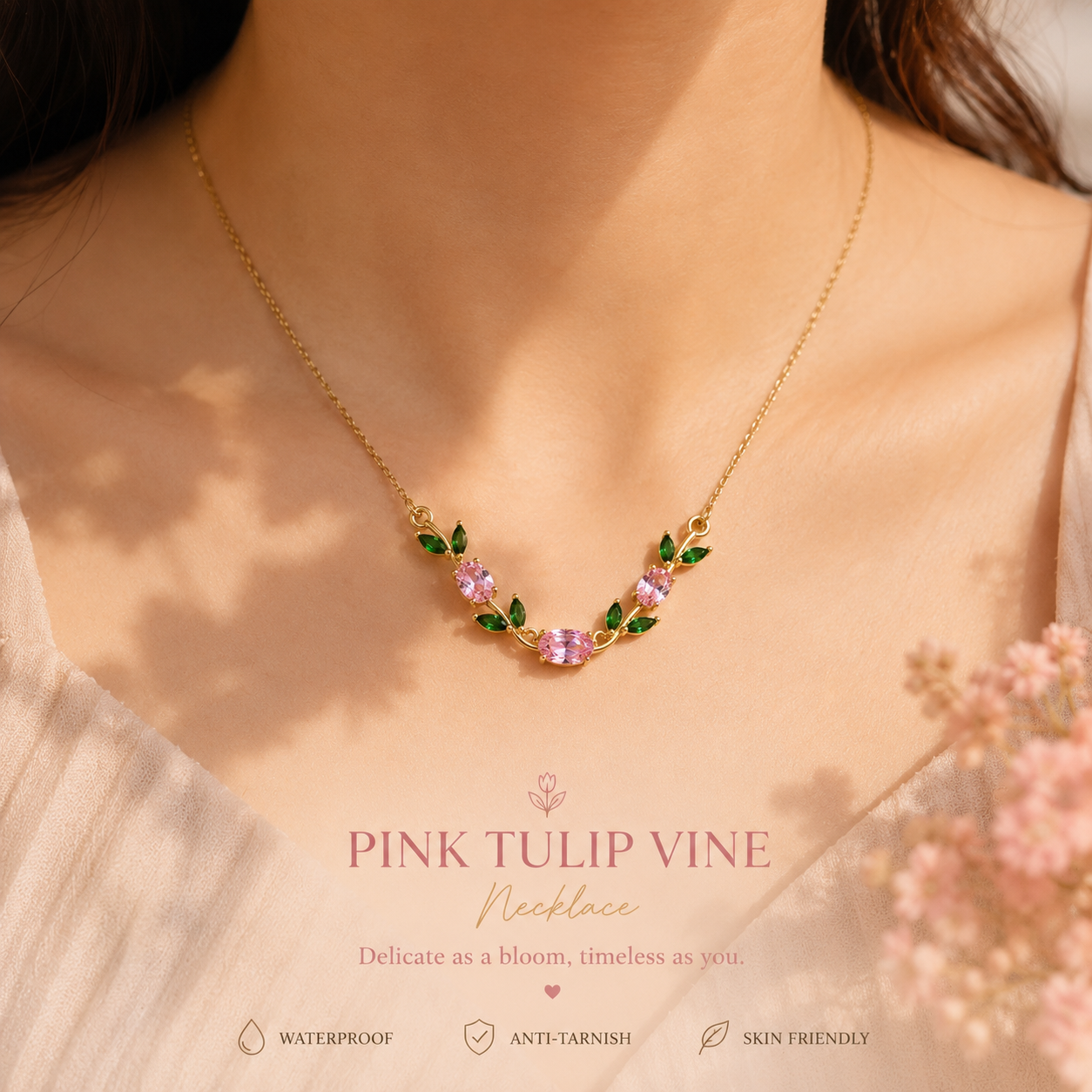 Pink Tulip Necklace