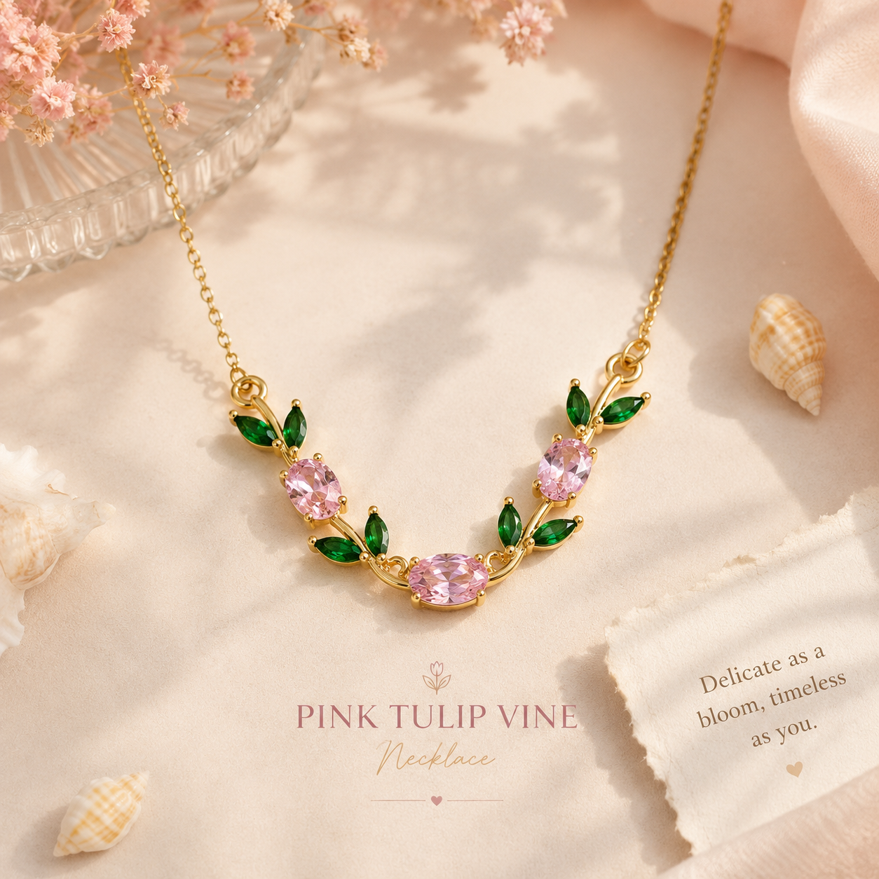 Pink Tulip Necklace