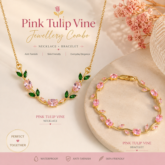 Pink Tulip Vine Jewellery Combo 🌷