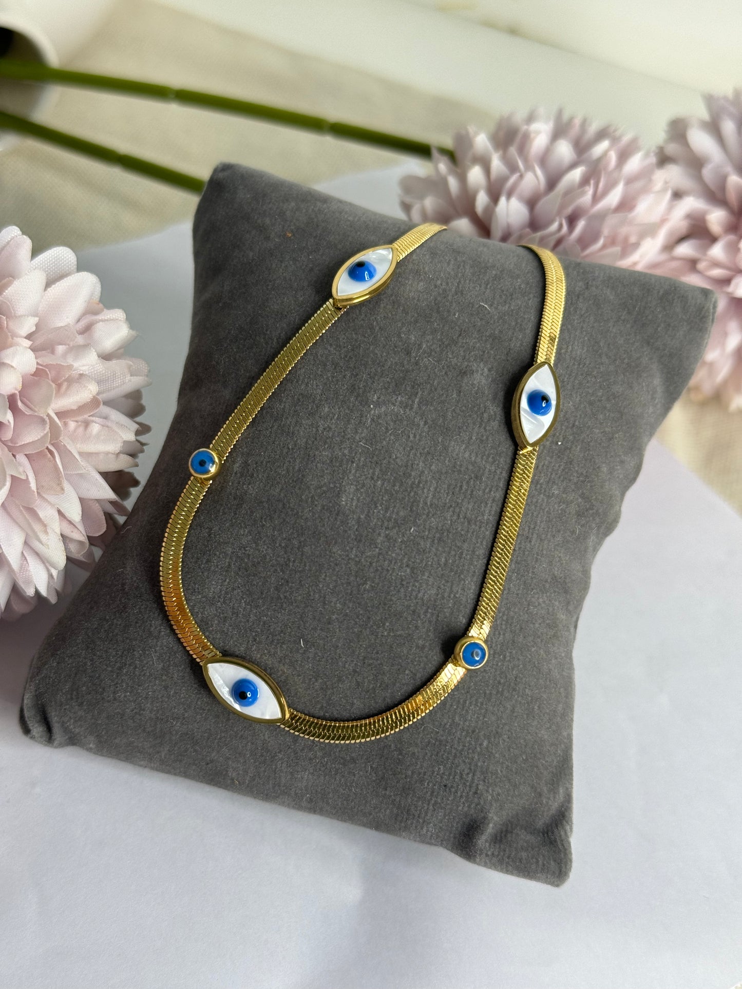 Big Boss Viral EvilEye Golden Snake Chain Necklace