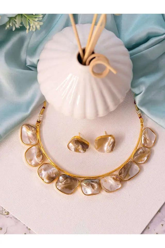 Gold Plated Mother of Pearl Handcrafted Necklace