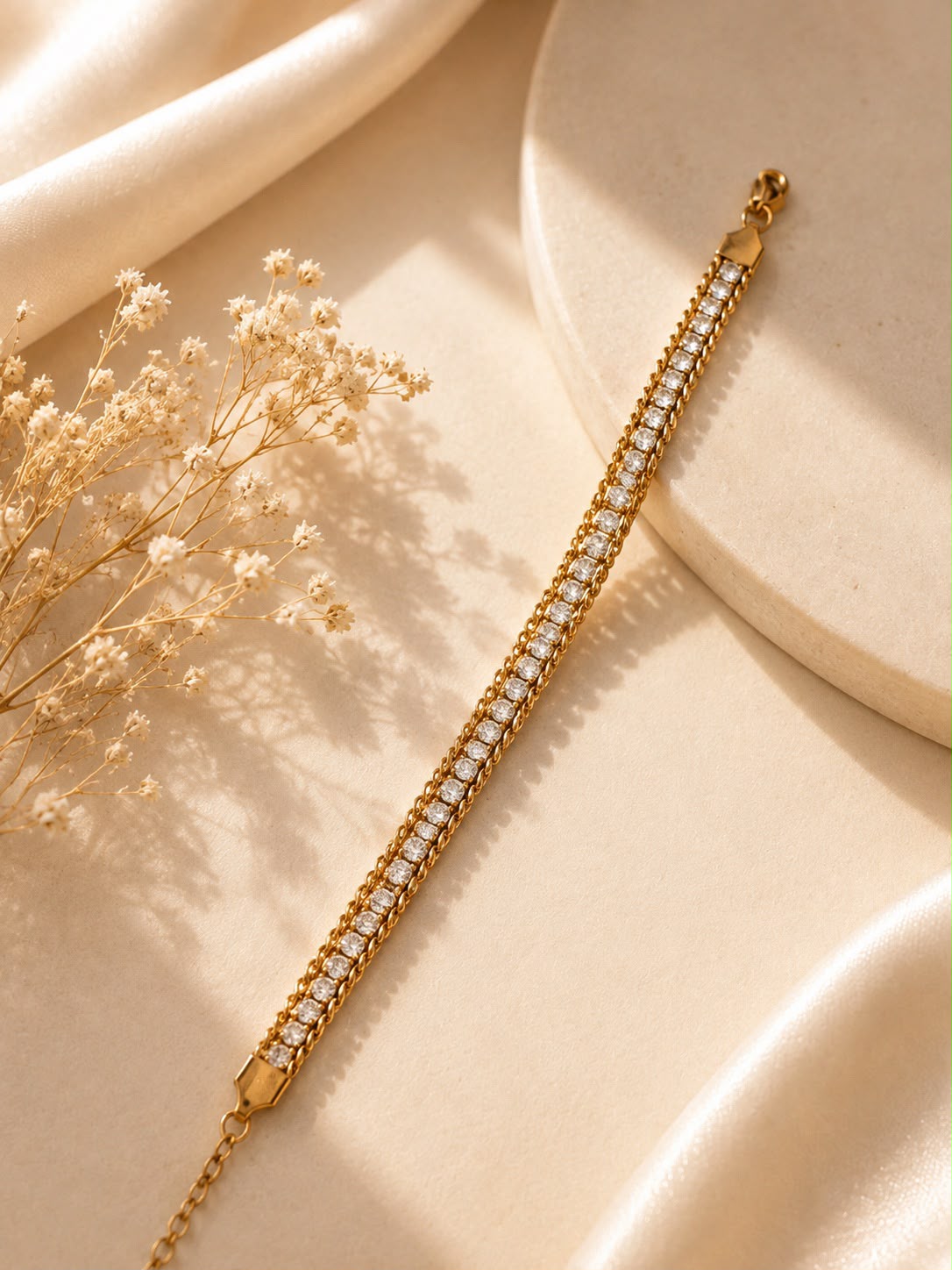 Gold Crystal Tennis Bracelet for Women