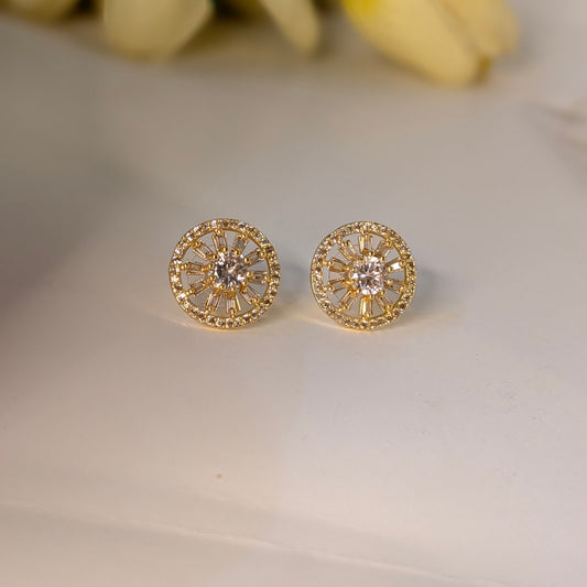Round American Daimond Golden Studs