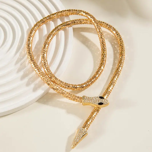 Gold Snake Chain Necklace for Women – Adjustable Wrap Serpent Choker | Party, Fashion & Statement Jewelry